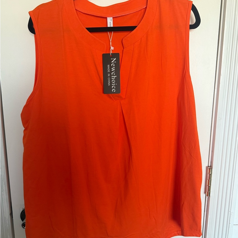 NWT New Choice Orange Sleeveless Blouse 2XL